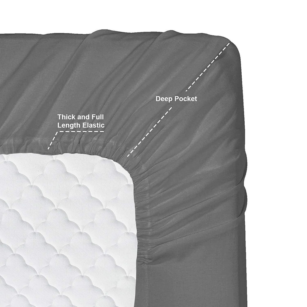6 Piece Full XL Microfiber Bed Sheet Set with Extra Pillowcases, Deep Pockets Fitted Sheet, Charcoal Stone Gray Y153044
