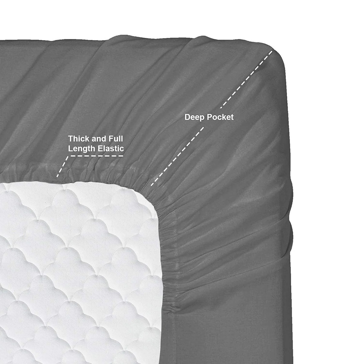 6 Piece Full XL Microfiber Bed Sheet Set with Extra Pillowcases, Deep Pockets Fitted Sheet, Charcoal Stone Gray Y153044