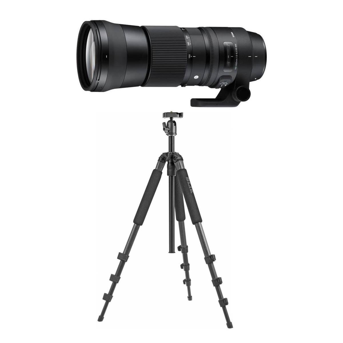 150-600mm F5-6.3 DG OS HSM Contemporary Lens for Sigma DSLR Cameras with Slik Pro II 4-Section Aluminum Tripod with Ball Head Y4699