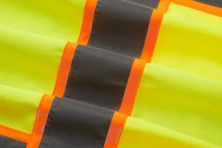 Neon Green Solid Safety Vest With Reflective Piping And Black Bottom M8032