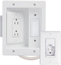 White Recessed In Wall TV Power & Cable Management Kit K559