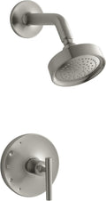 Brushed Nickel Shower Valve Trim with Lever Handle and 2.5 gpm Showerhead U235430