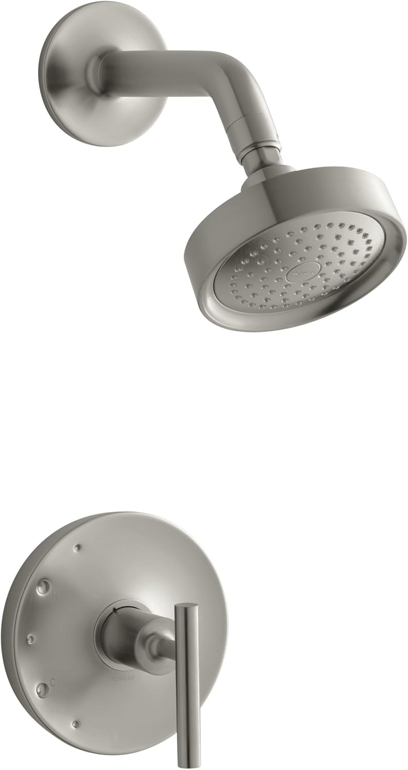 Brushed Nickel Shower Valve Trim with Lever Handle and 2.5 gpm Showerhead U235430