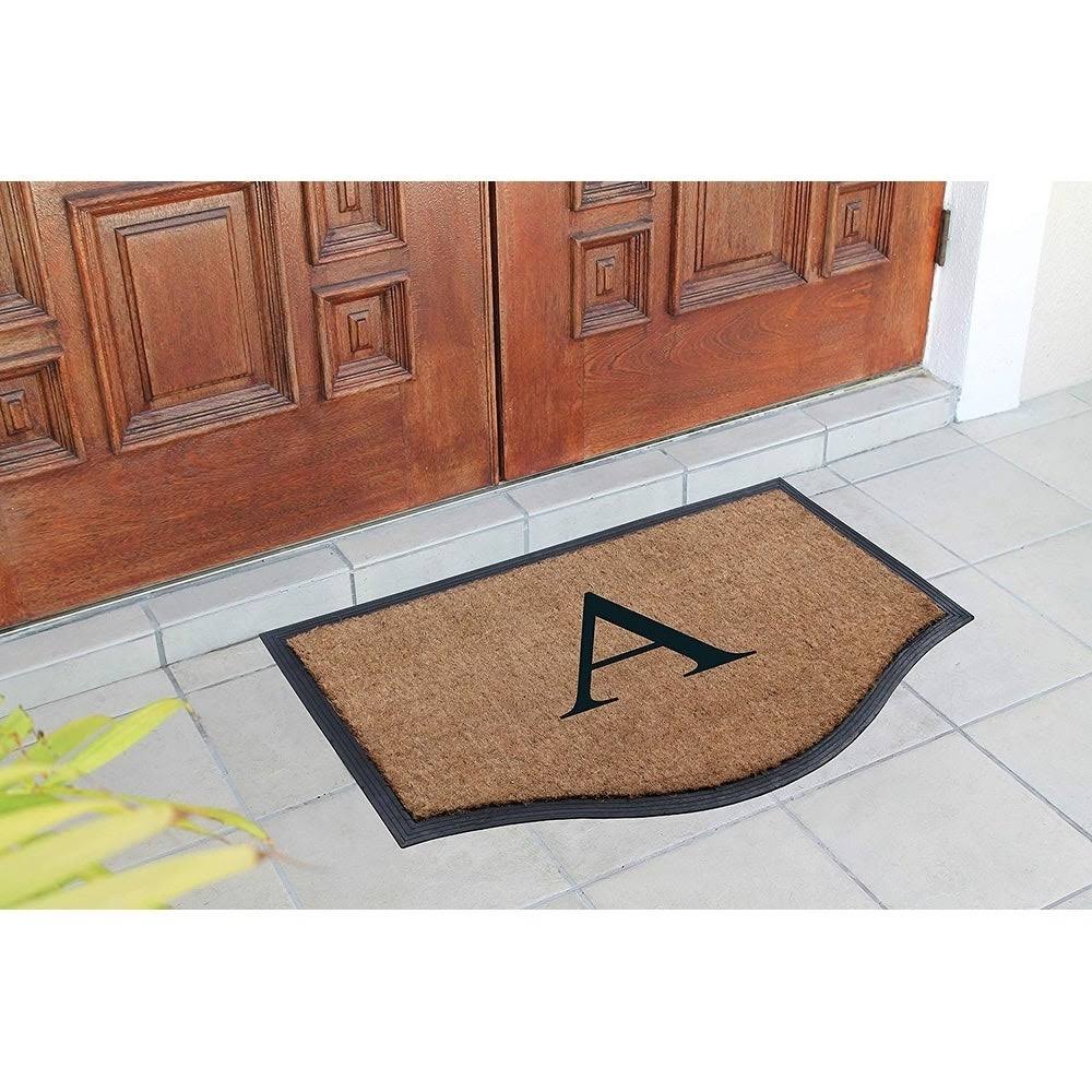 Black/Beige Rubber and Coir Non-Slip Extra Large Door Mat U852