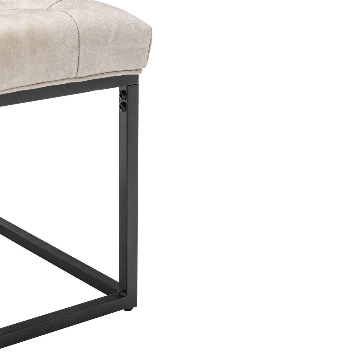 Grey Button Tufted Metal Ottoman U1933
