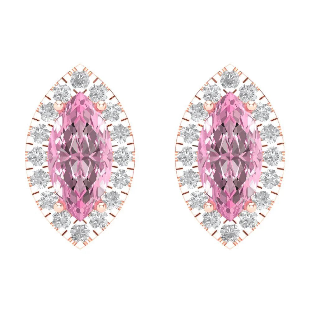 Rose Gold Halo Stud Earrings with Screw Back T43720