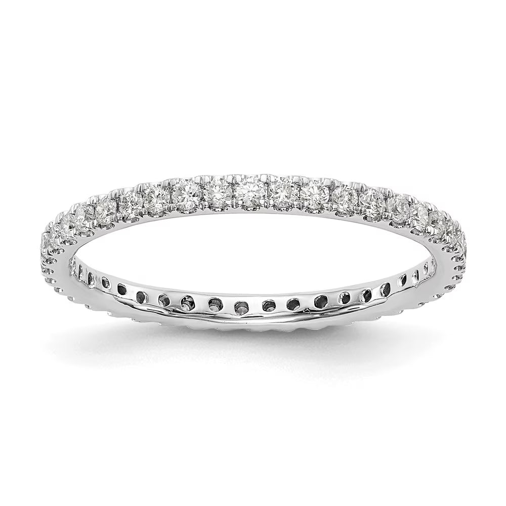 14K White Gold Eternity Diamond Ring, Lab Grown Round, Size 9 X821