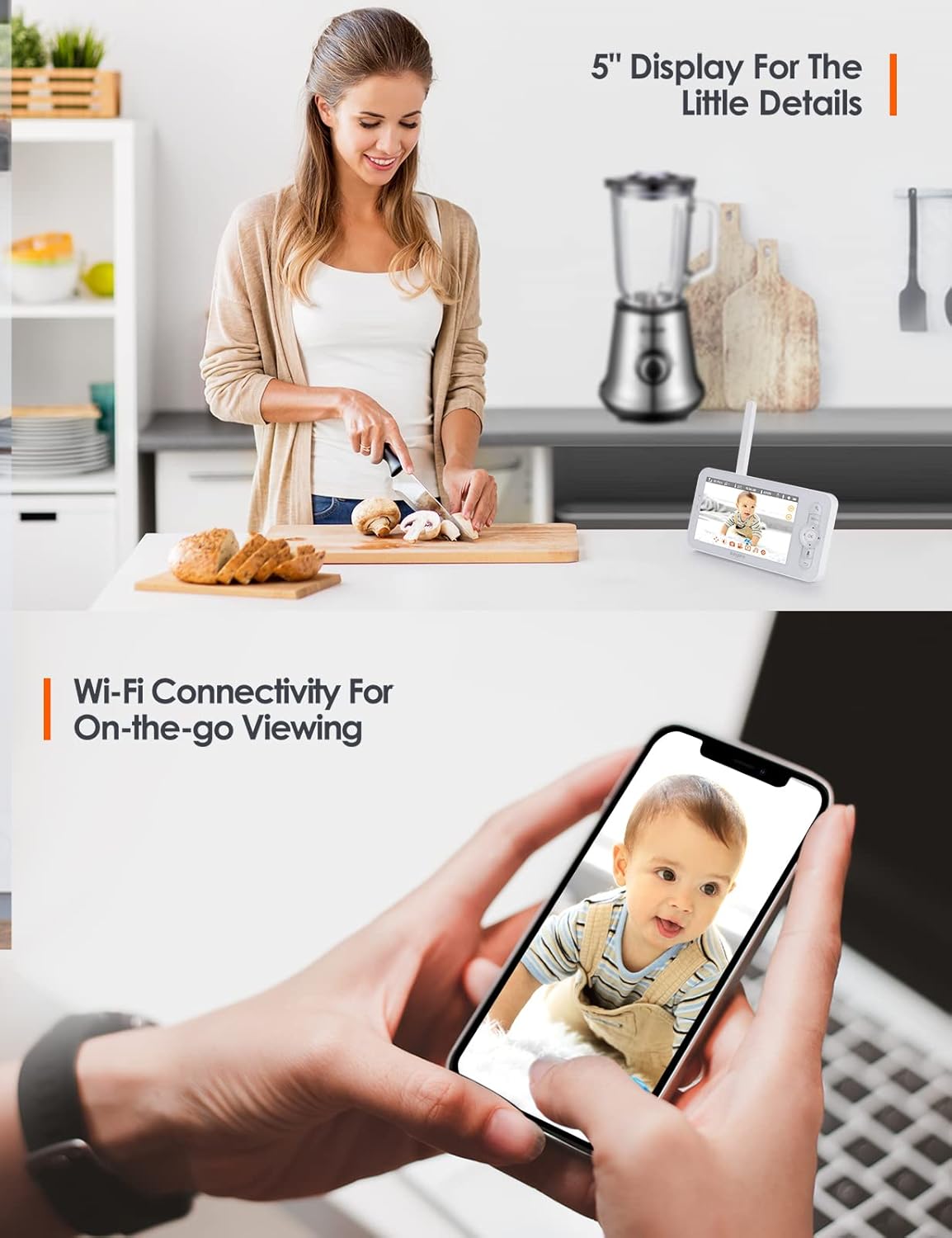 1080P Pan/Tilt Video Baby Monitor with Infrared Night Vision H64838