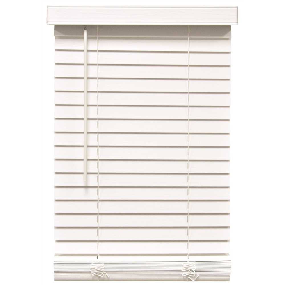 White Cordless Faux Wood Blind C6157