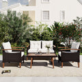 Beige 4 Piece PE Rattan Outdoor Sofa Set A38081