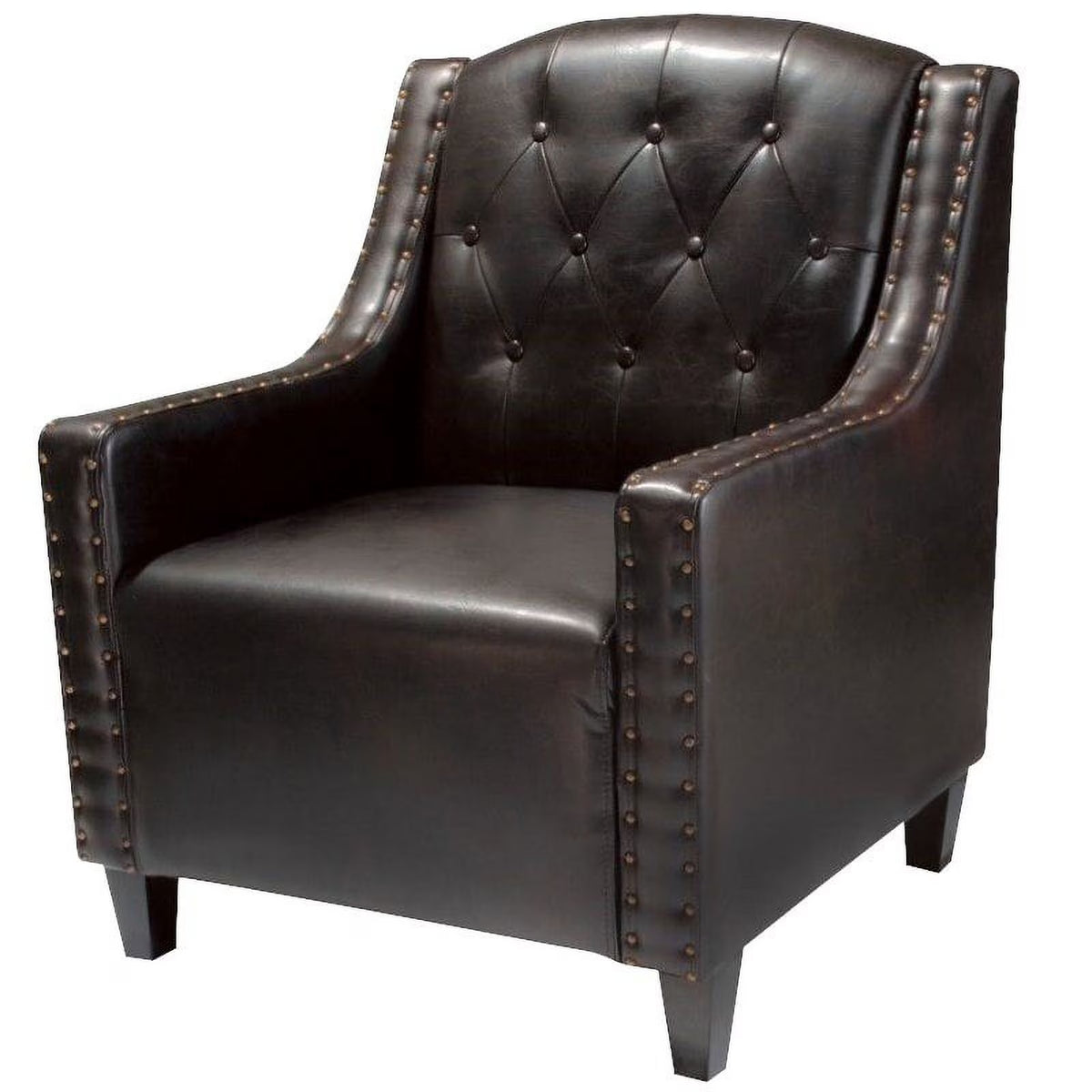 Dark Espresso Tufted Leather Club Chair H341133