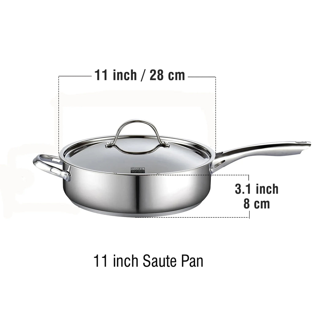 11-inch 5 Quart Stainless Steel Saute Pan with Lid C662