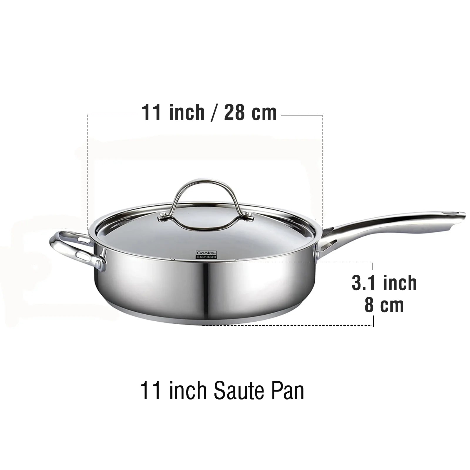 11-inch 5 Quart Stainless Steel Saute Pan with Lid C662
