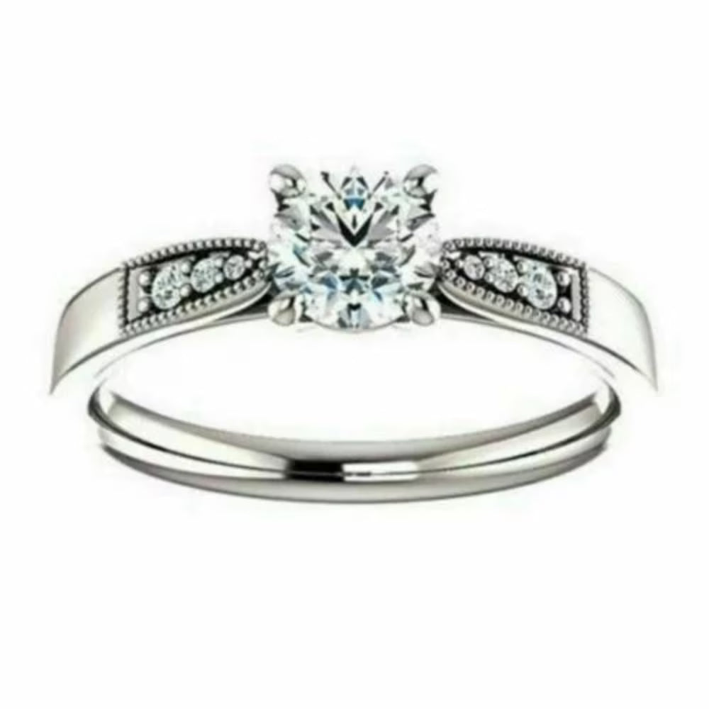 14K White Gold Round Solitaire Ring N93007