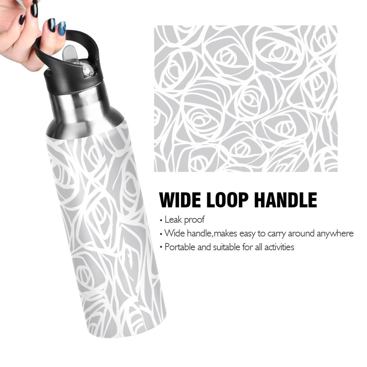 Stainless Steel Water Bottle with Straw Lid Vacuum Insulated Flask 20 OZ U5270