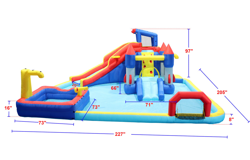 7-in-1 Inflatable Water Park with Splash Pool Z1609