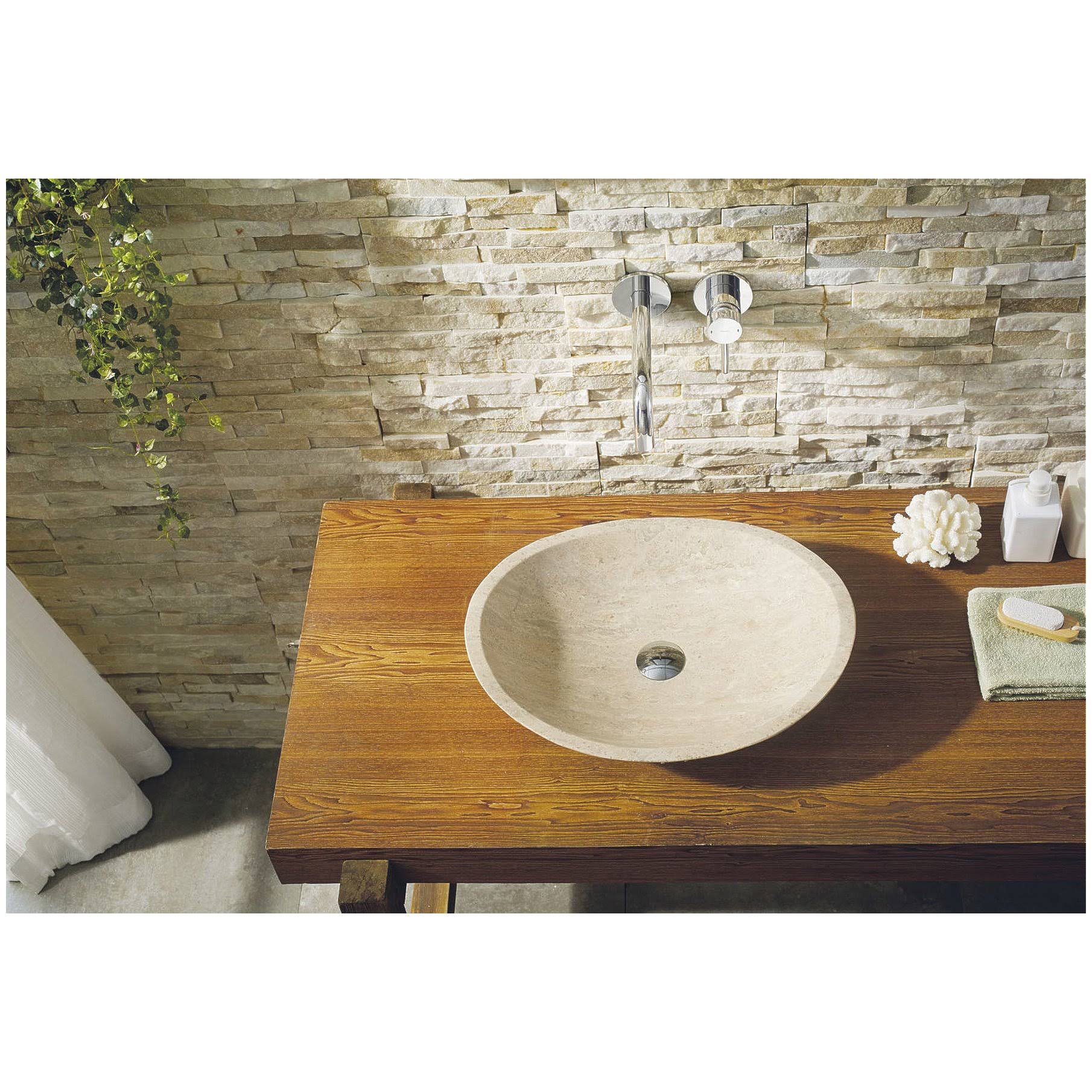 Beige Travertine Marble Bathroom Vessel Sink A99428