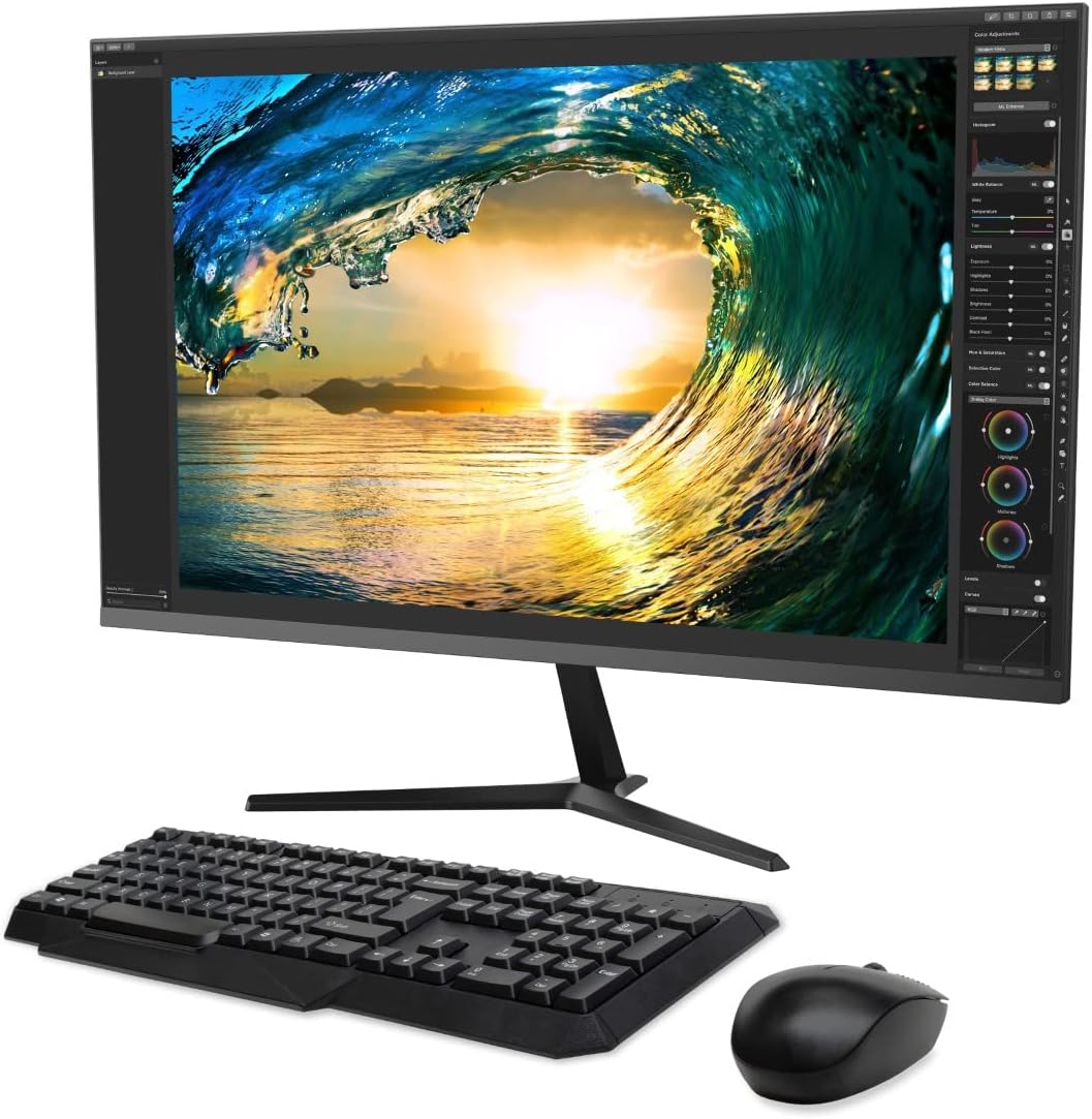 27 Inch FHD IPS LED Desktop Monitor 2 Pack with Wireless Keyboard and Mouse Combo J428
