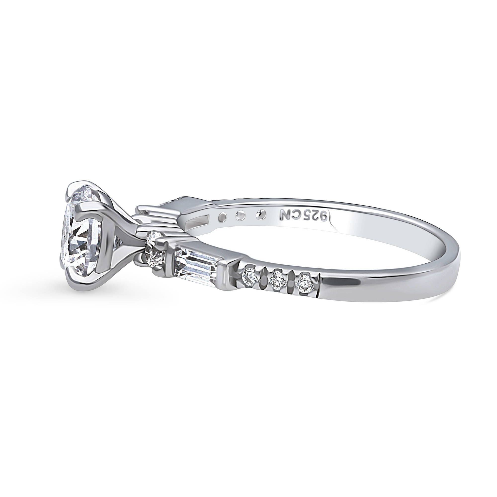 Sterling Silver Solitaire Engagement Ring 1 Carat Round Cubic Zirconia Rhodium Plated Size 9 W5874