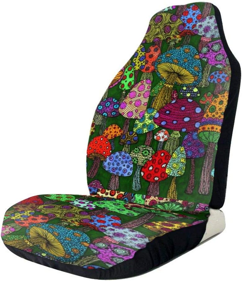 Cartoon Mushroom Art Car Seat Cover Full Set of 2 Vehicle Seat Protector L122389