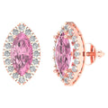 Rose Gold Halo Stud Earrings with Screw Back T43720