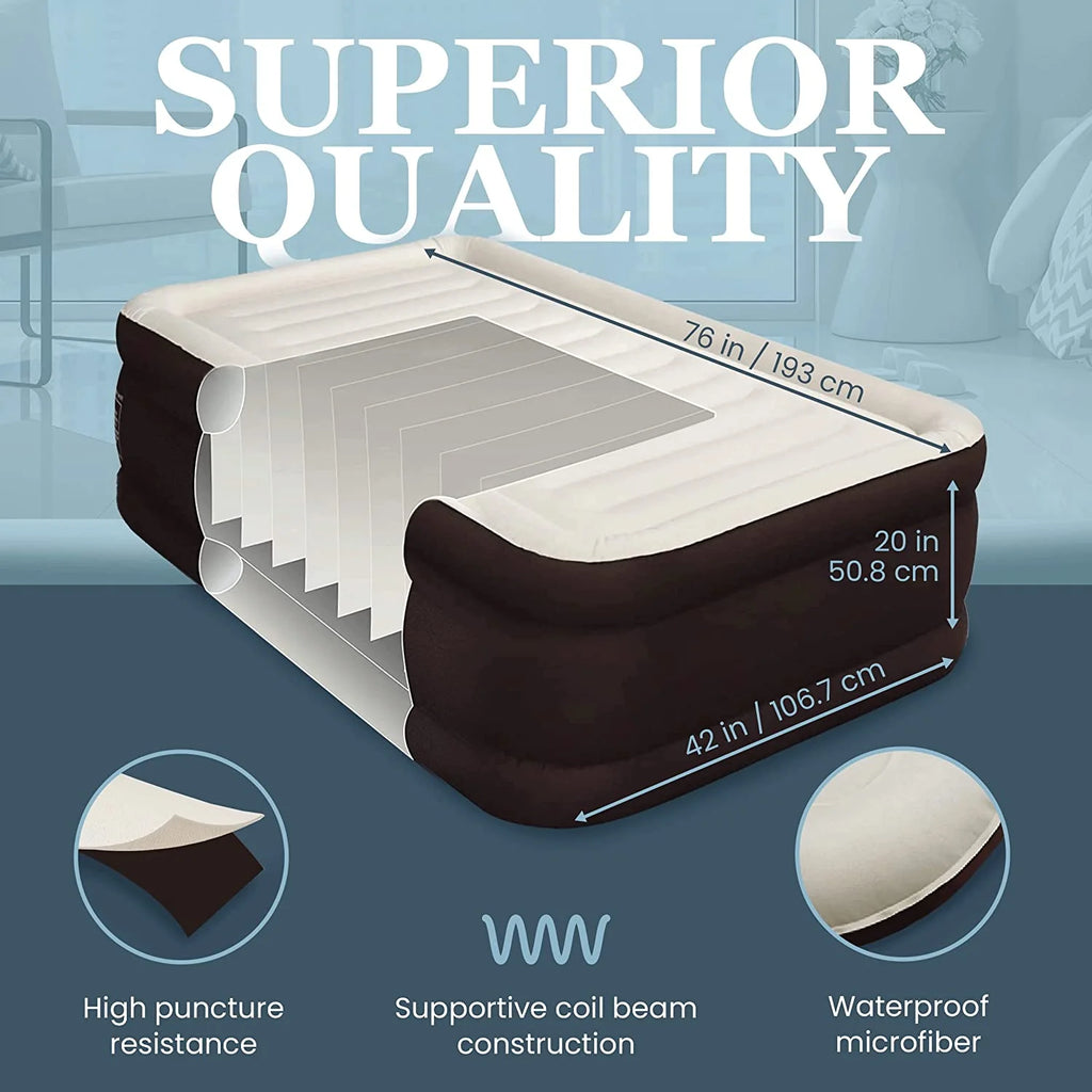 Queen Size Microfiber Air Mattress with Built-in Pump and Carry Bag I458