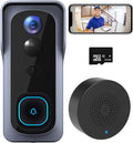 WiFi Video Doorbell Camera with Chime, 1080P HD, Motion Detection, Night Vision, 2-Way Audio, IP65 Waterproof, Pack of 2 C630904