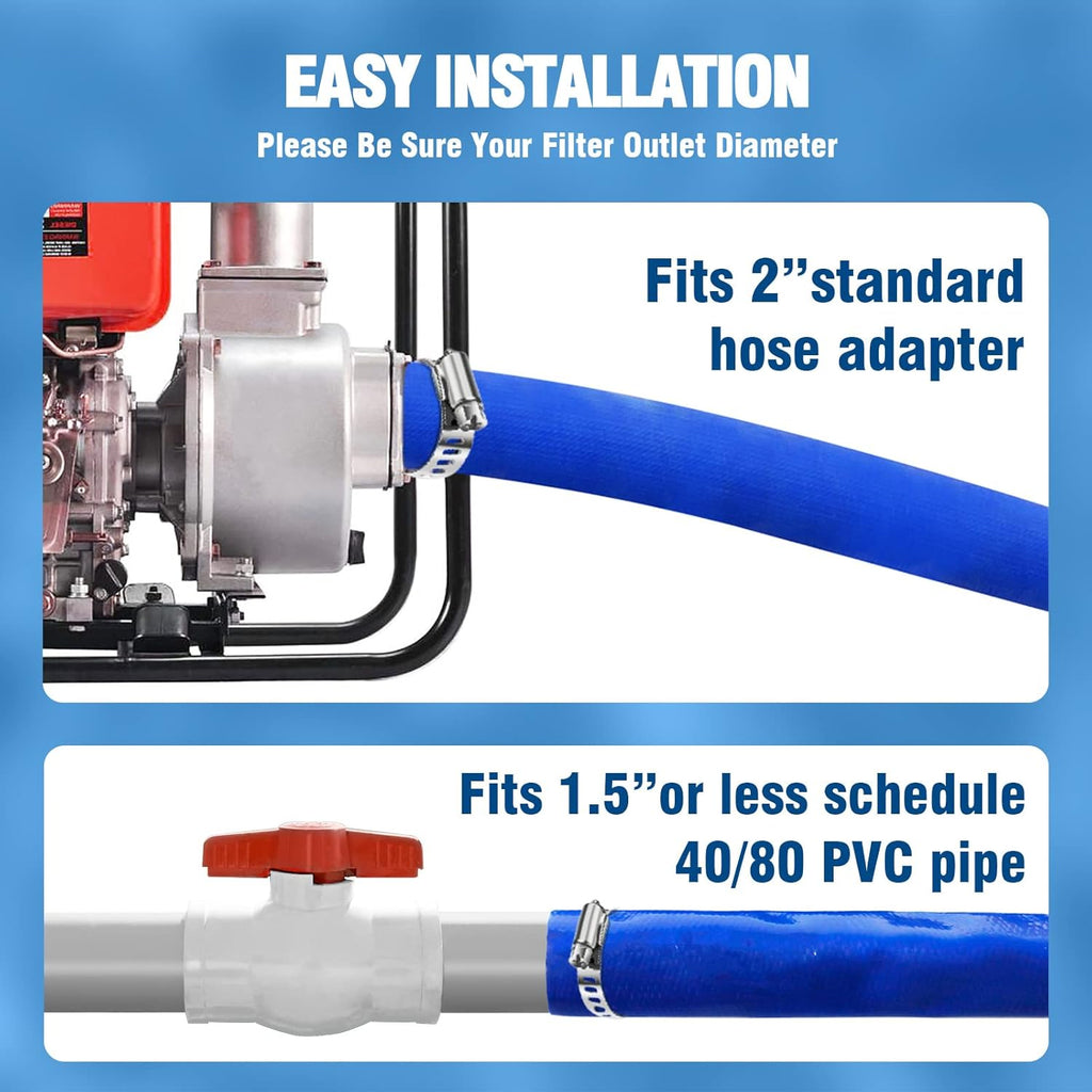 2 Dia x 100 ft Heavy Duty Reinforced Lay Flat Discharge Hose R4086