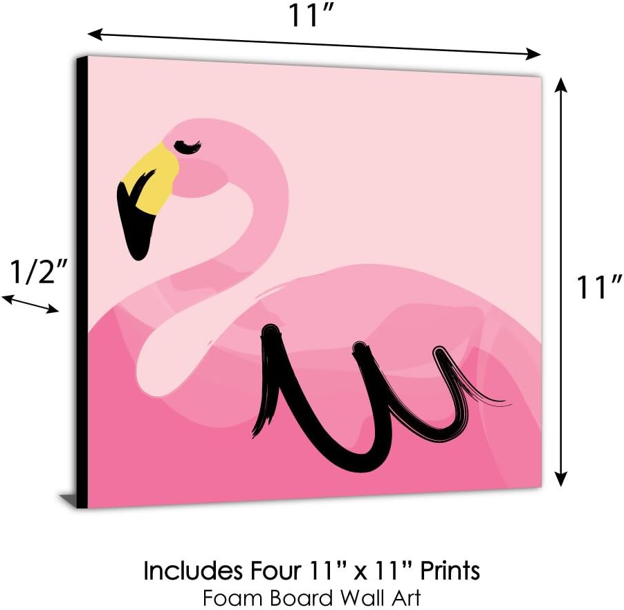 Pink Flamingo Kids Wall Art Set of 4 Prints V900