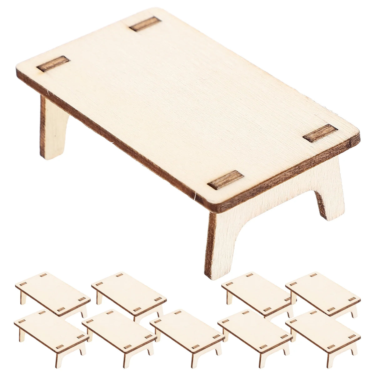 10pcs Mini Wooden Table Model Furniture Ornament T24715