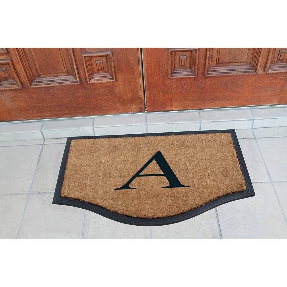 Black/Beige Rubber and Coir Non-Slip Extra Large Door Mat U852