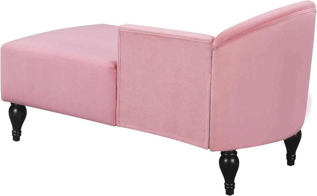 Velvet Upholstered Chaise Lounge Chair with Solid Wood Legs G1304