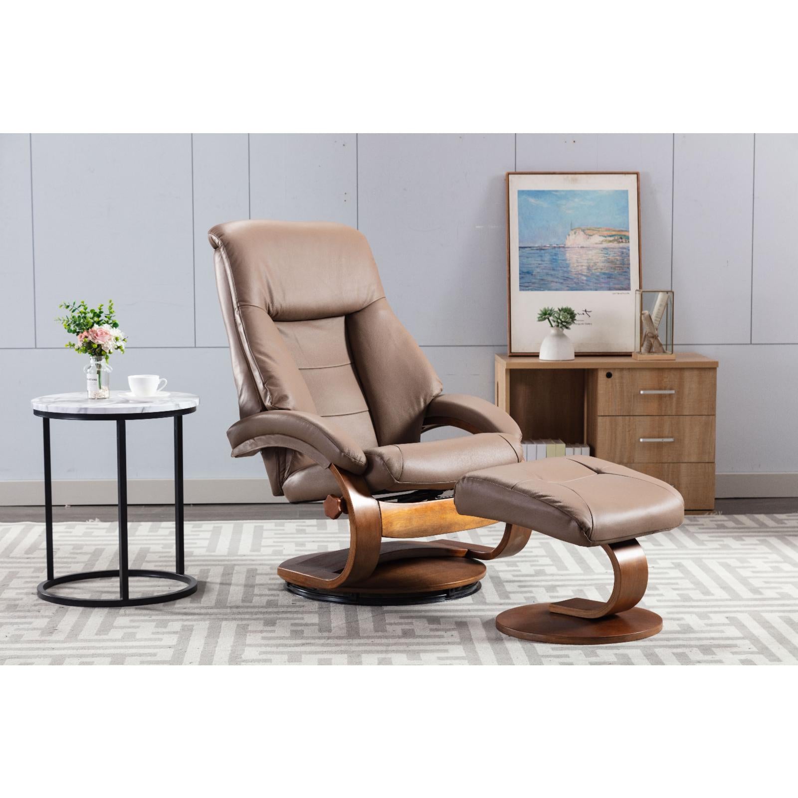Top Grain Leather Recliner and Ottoman Y155167