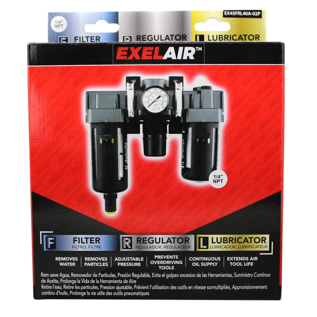 1/4 in. NPT Polycarbonate FRL Air Filter Regulator and Lubricator System J5424