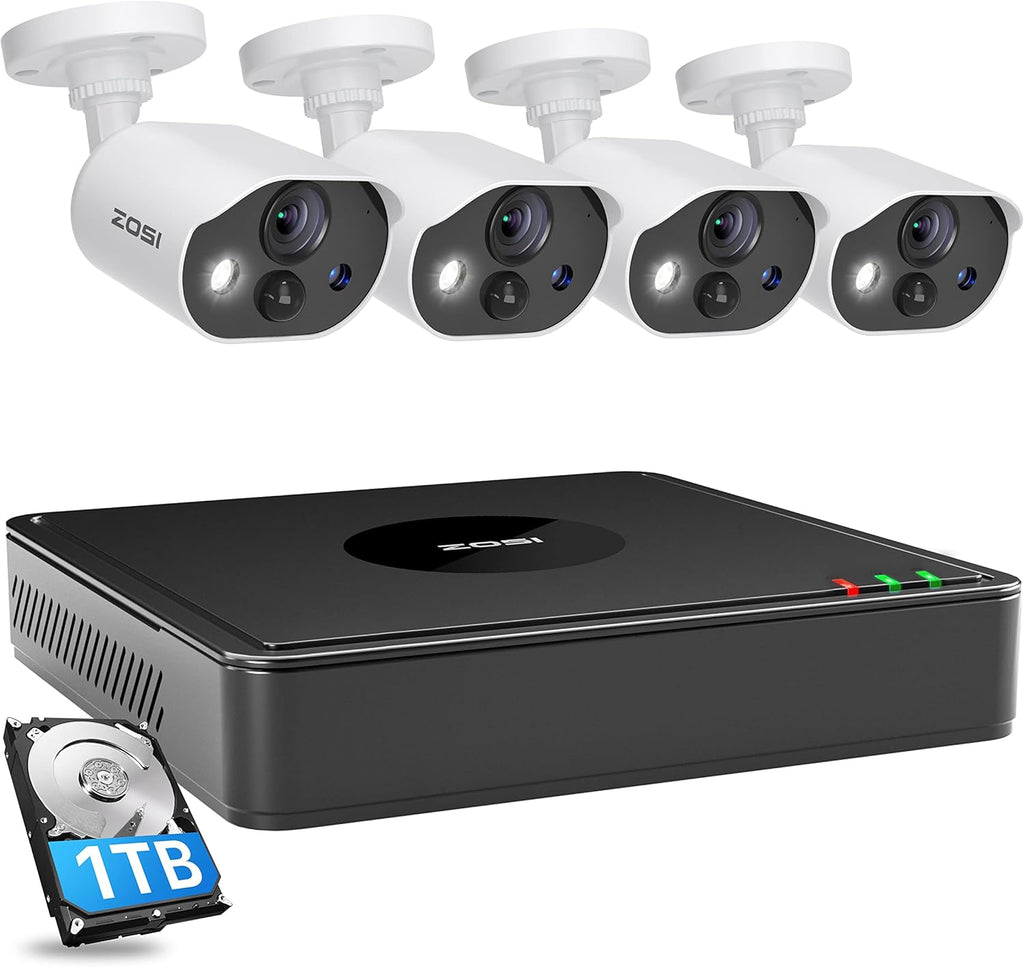 8CH 5MP PoE Security Camera System with 2TB HDD and 8pcs Wired Indoor Outdoor Cameras with 80ft Night Vision T7085