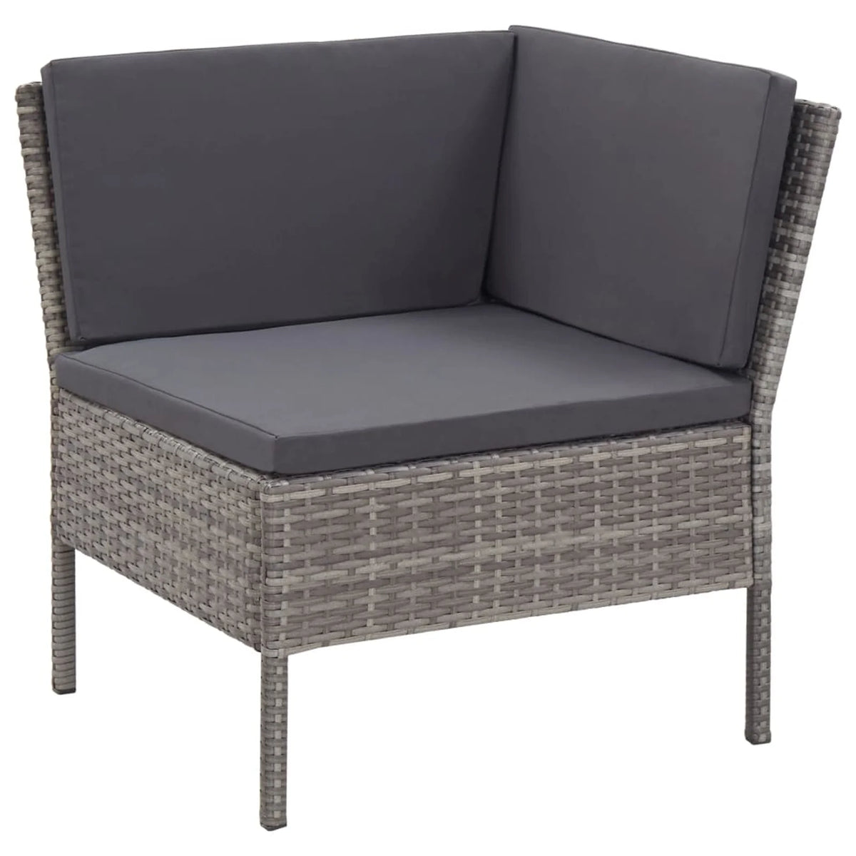 6 Piece Outdoor Conversation Set Gray Poly Rattan Patio Sectional with Coffee Table H359