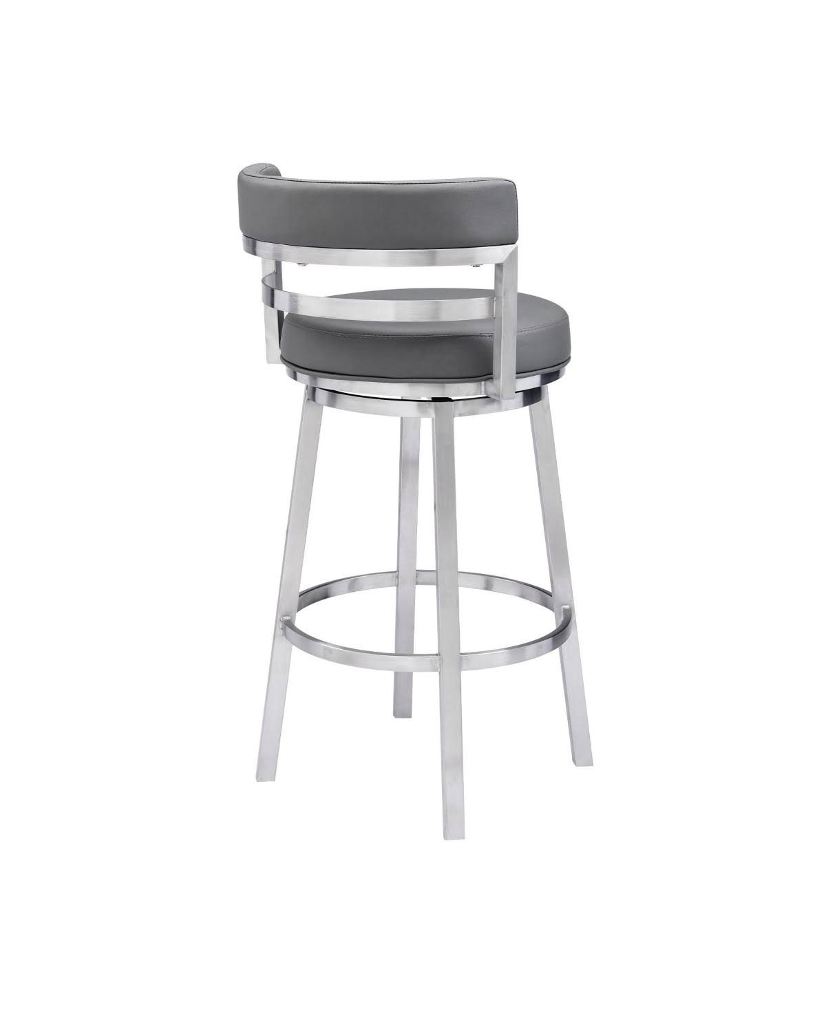 26 in. Contemporary Counter Height Barstool Brushed Stainless Steel Finish White Faux Leather M531