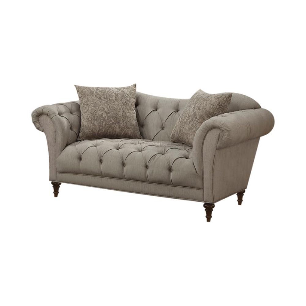 Tufted Upholstered Loveseat Light Brown C274885