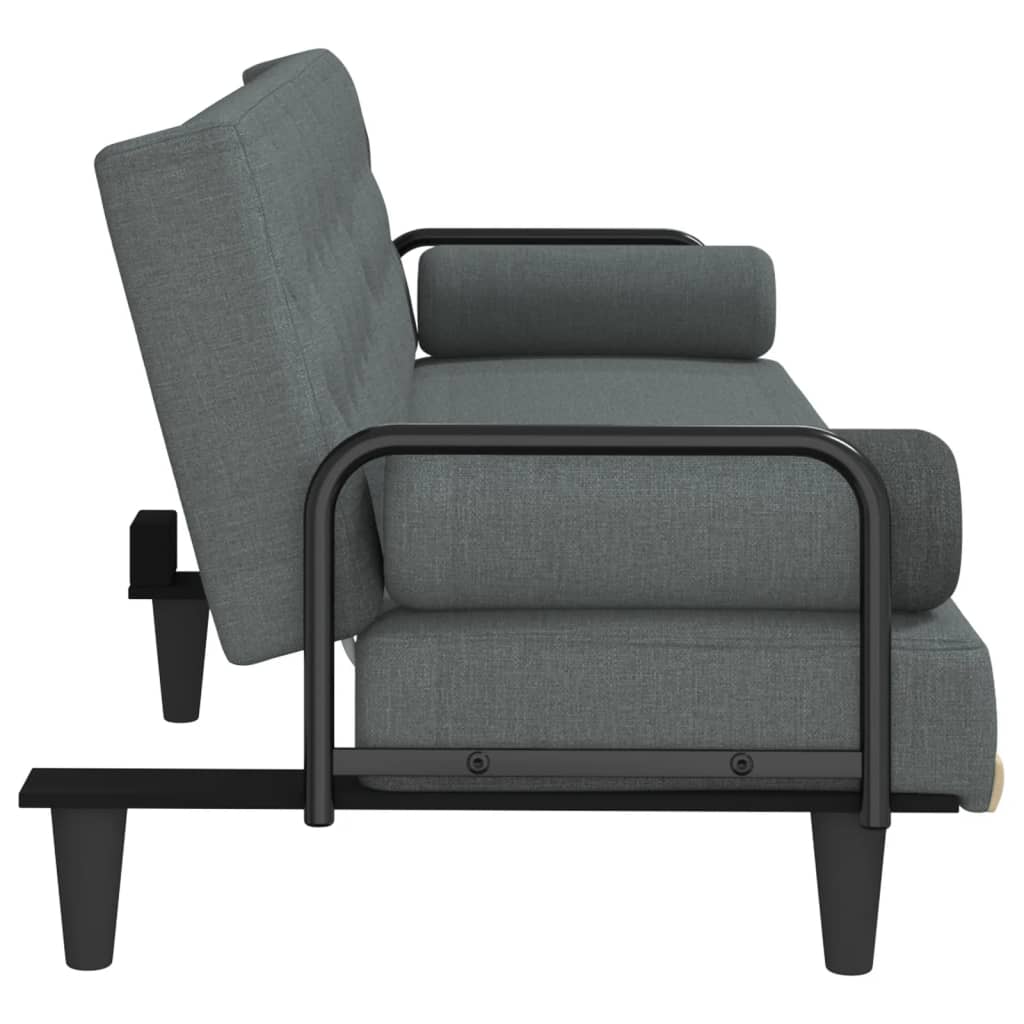 Dark Gray Fabric Sofa Bed with Armrests K65476