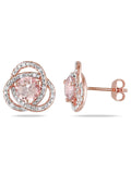 Morganite Stud Earrings with Diamonds in Rose Sterling Silver E720831