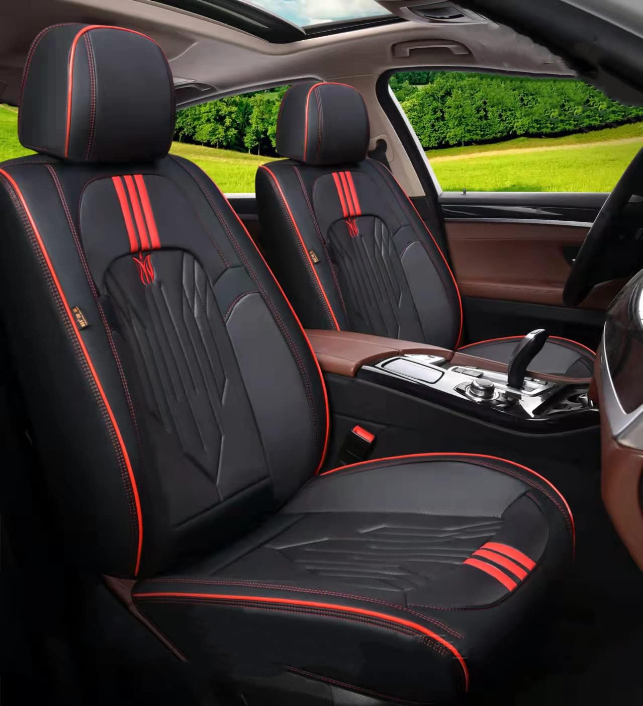 Black&Pink 5-Seater Full Set Universal Car Seat Covers F20314