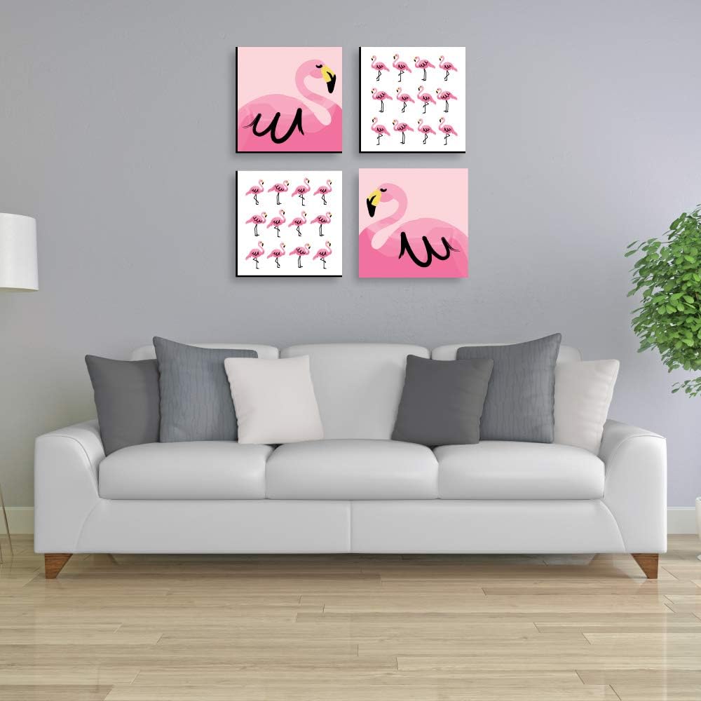 Pink Flamingo Kids Wall Art Set of 4 Prints V900