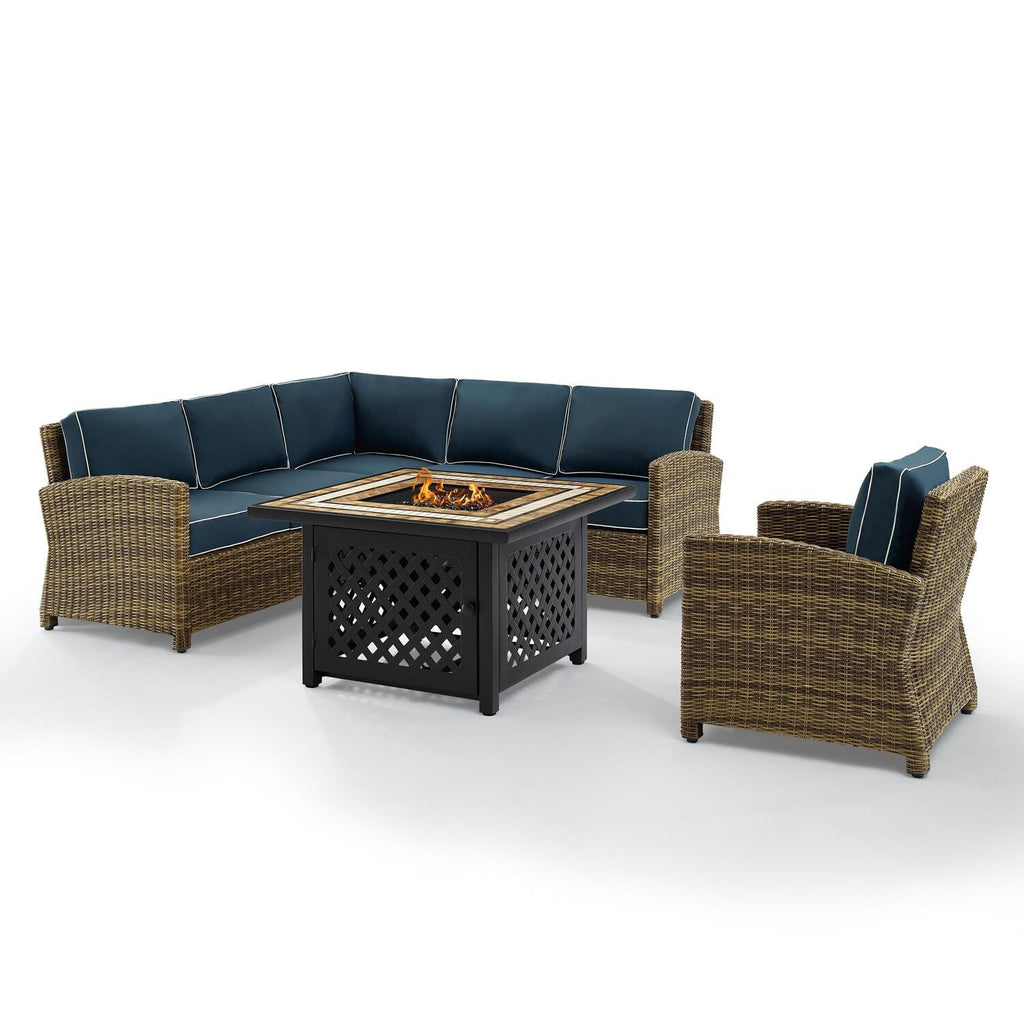 5Pc Outdoor Wicker Sectional Set with Glass Top Coffee Table T98954