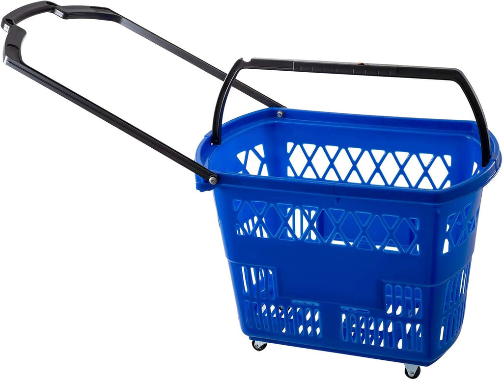 Blue Plastic Shopping Basket Set with Wheels C952004