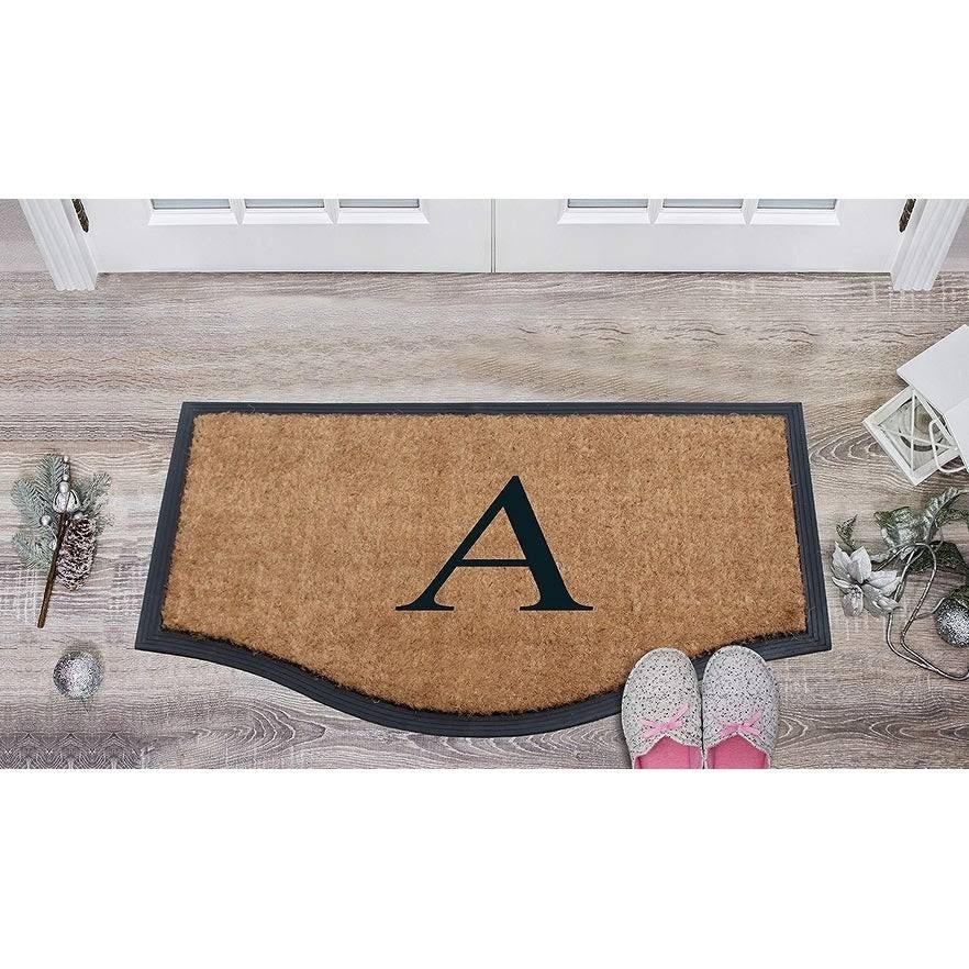 Black/Beige Rubber and Coir Non-Slip Extra Large Door Mat U852