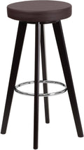 Cappuccino Wood Barstool with Brown Vinyl K90406