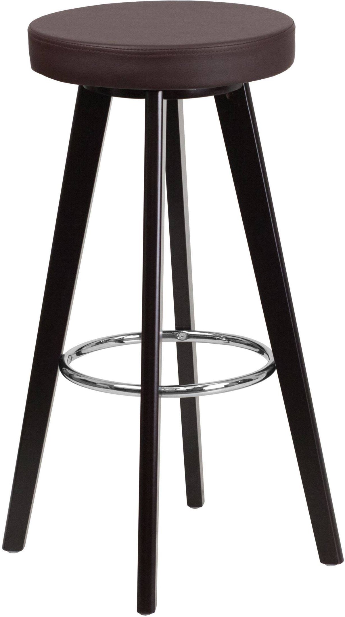 Cappuccino Wood Barstool with Brown Vinyl K90406