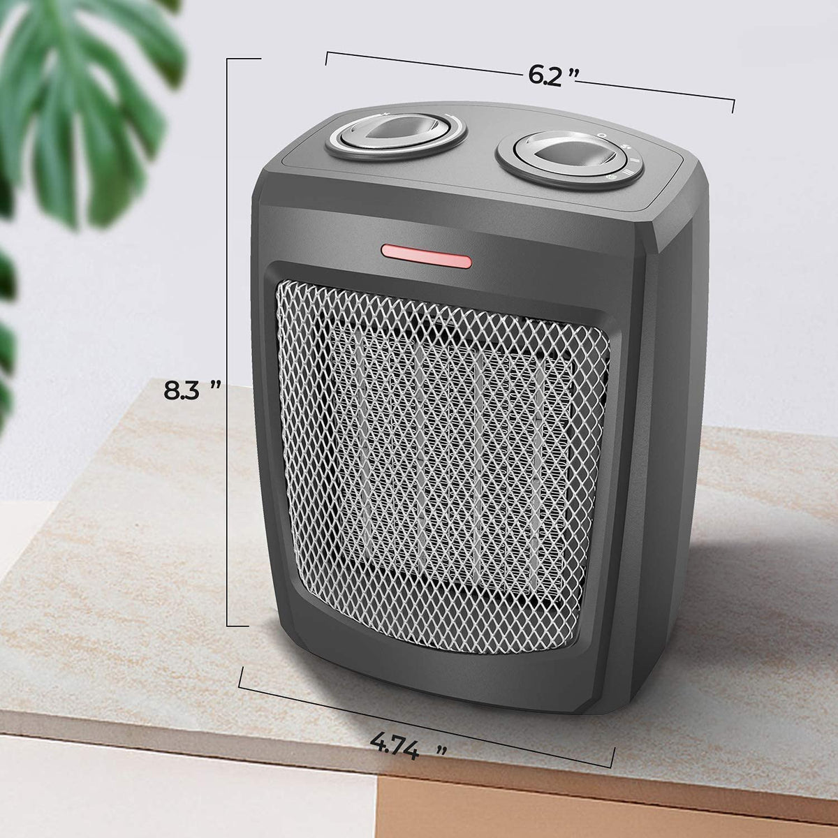 Ceramic Small Heater with Thermostat, 750W/1000W/1500W R9127