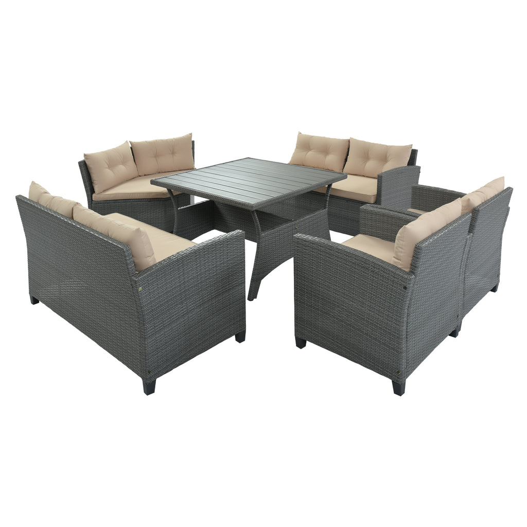 6-Piece Outdoor Wicker Sofa Set with Cushions and Pillows V239122