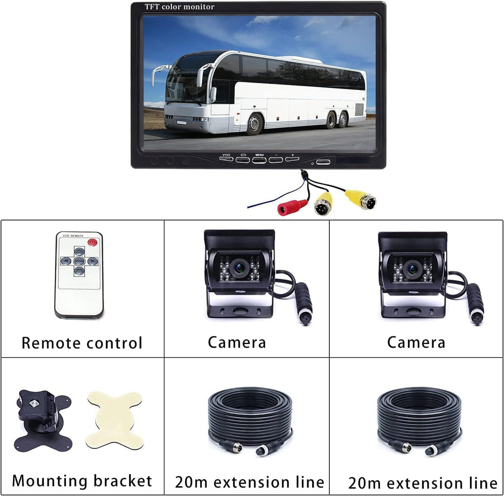 IP66 Waterproof 7 Inch Monitor Dual Camera Backup Camera Kit B9744